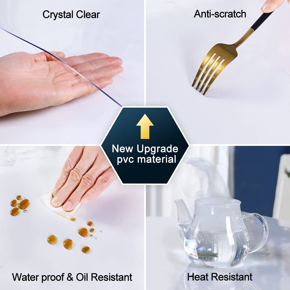 Clear Plastic Dining Room Table Protector Tablecloth Desk Pad Mat 36x48 Inch Wooden Furniture Coffee End Office
