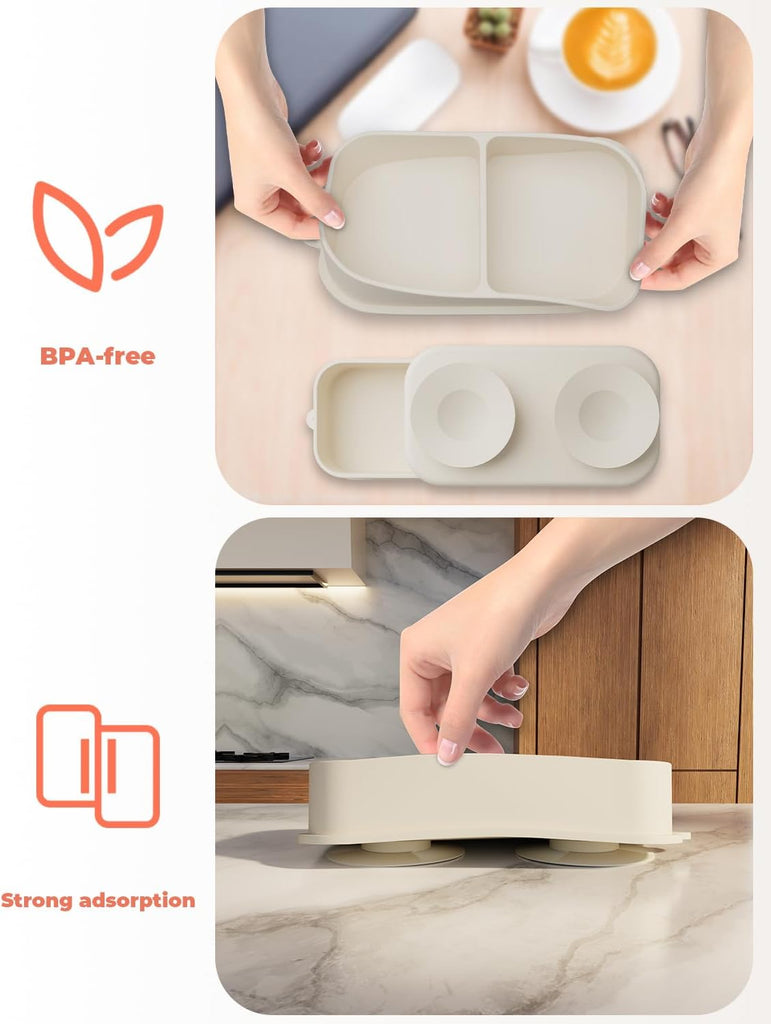 Travel Silicone Baby Feeding Set Portable Toddler Feeding Supplies Toddler Plates and Bowls Set Baby plates