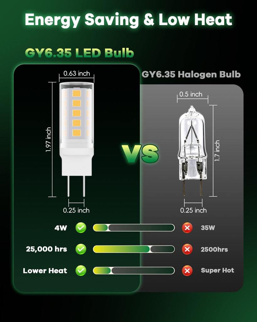 LED Bulbs 120V, 35W Q35/GY6.35/CL/120V Halogen Replacement, JC Type Bi-Pin Base Microwave Light, Under Cabinet