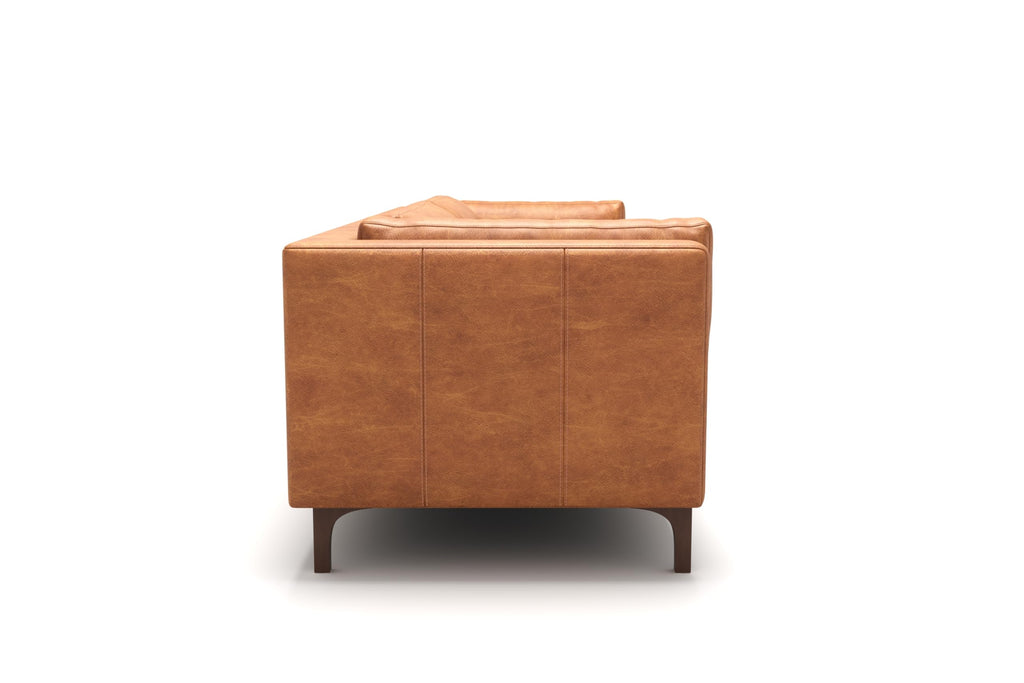 Mary Leather Couch 93" | Top Grain Nappa 11000 Leather Wide Seat, Solid Wood Frame, Plush Cushioning, Top-Stitched