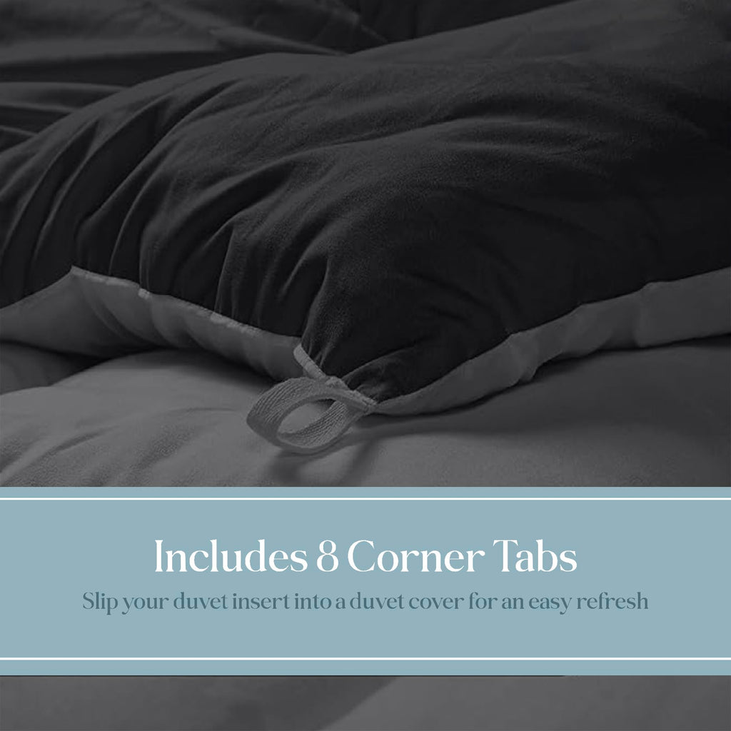Microfiber Cal King Comforter, Duvet Insert, 96x102 Inches, Black/Charcoal