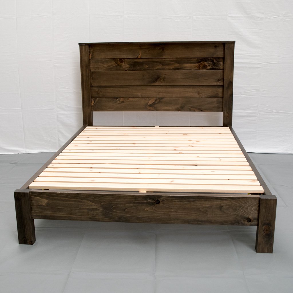 Rustic Farmhouse Platform Bed w Headboard - Traditional Platform Frame/Wood Platform Reclaimed