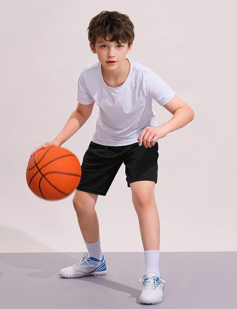 Boys Athletic Shorts Youth Quick Dry Soccer Basketball Running Gym