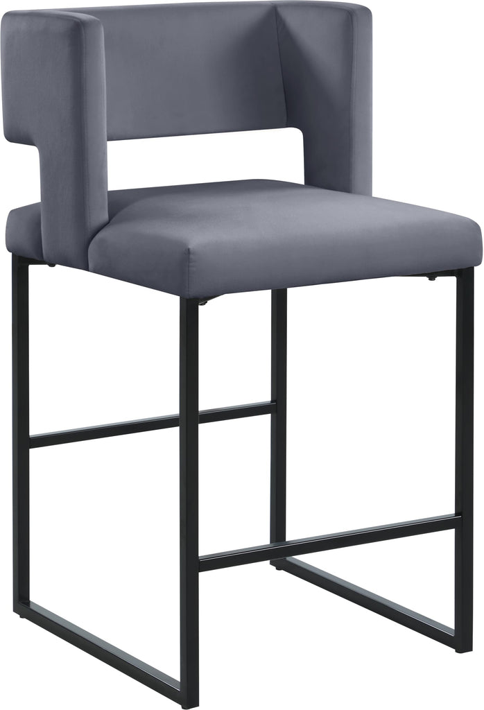 Caleb Collection Modern | Contemporary Counter Height Stool with Unique Square Back and Sturdy Iron Legs