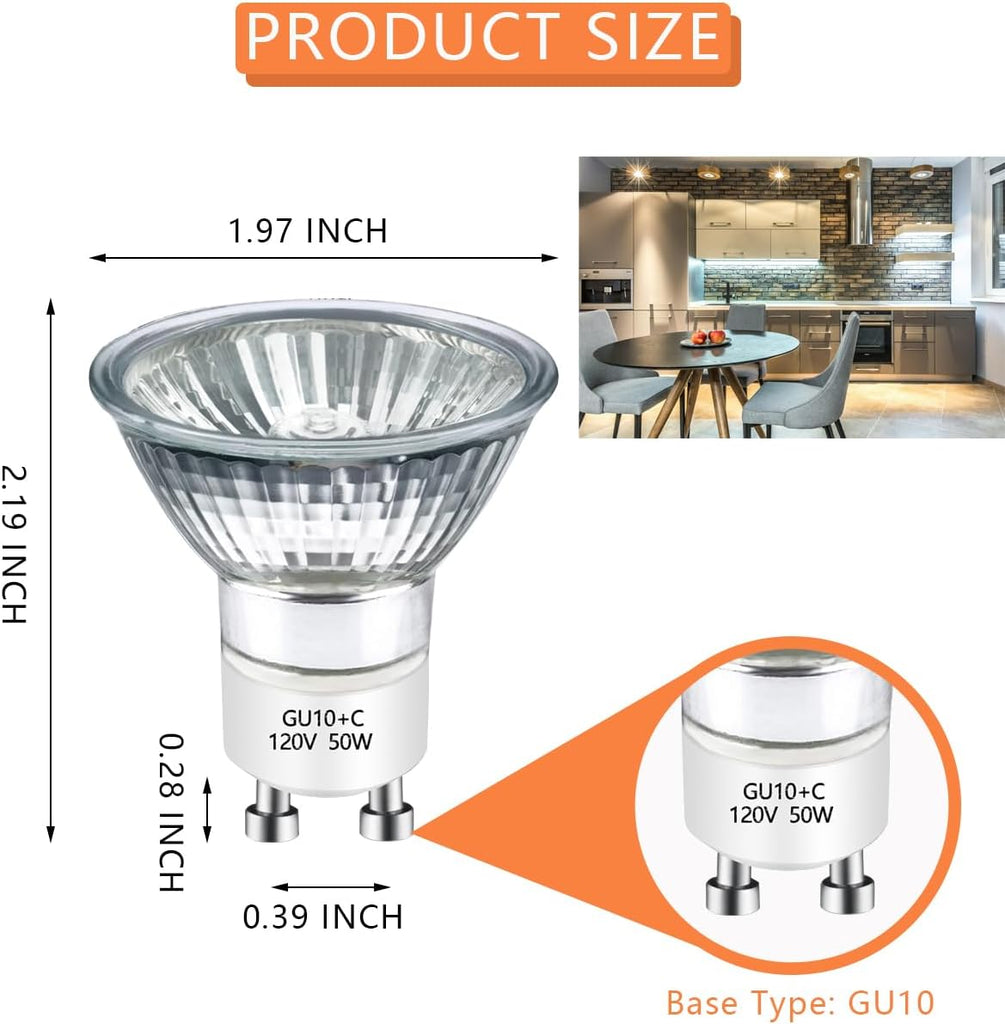 GU10 Halogen Bulb 120v 50w Warmer Bulbs, 2800k Warm White gu10 Dimmable for Candle Warmer, Scent Wax Burner