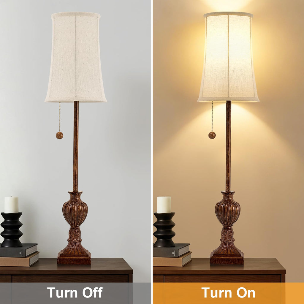 Buffet Table Lamps Set of 2, 28" Tall Skinny Brown Res Lamp