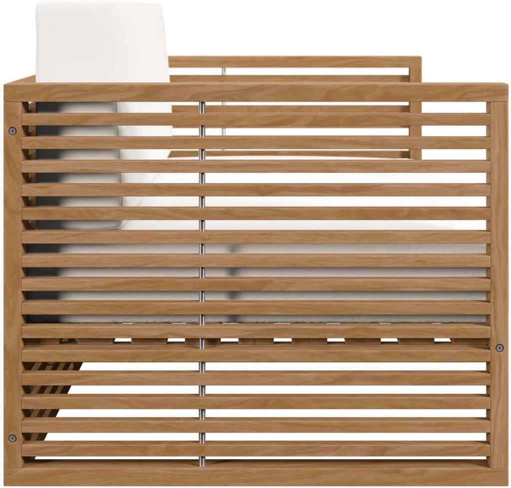 Carlsbad 6-Piece Teak Wood Outdoor Patio Set in Natural/White