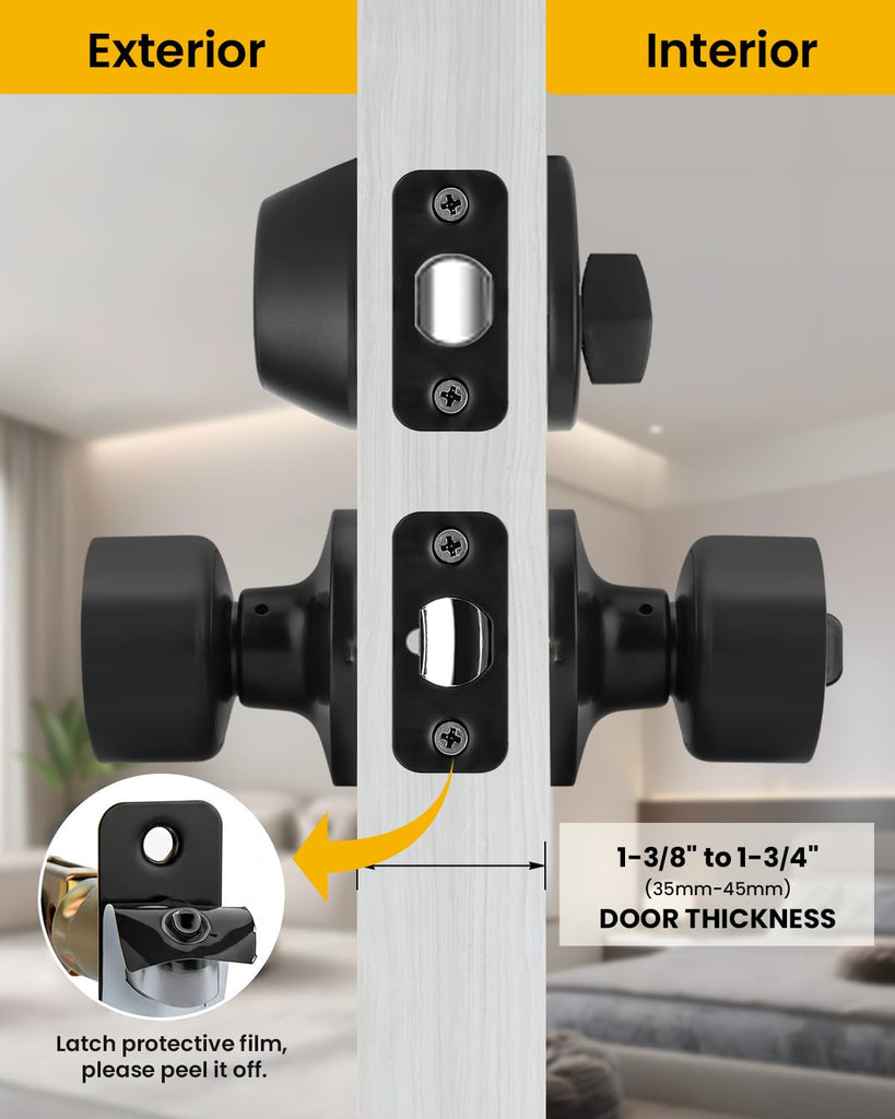 Matte Black Entry Door Locksets with Deadbolt 1 Pack