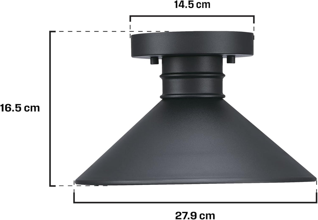 Watts Creek 11 Inch Rustic/Arts & Crafts One-Light Outdoor Semi Flush Mount Ceiling Light, Dark Sky Friendly