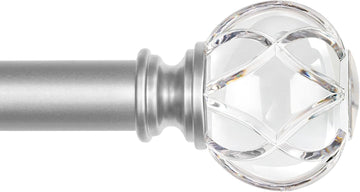1 Inch Curtain Rod for Windows 32 to 58 Inch(2.6 to 4.8 ft), Silver Telescoping Decorative Drapery Rods with Acrylic