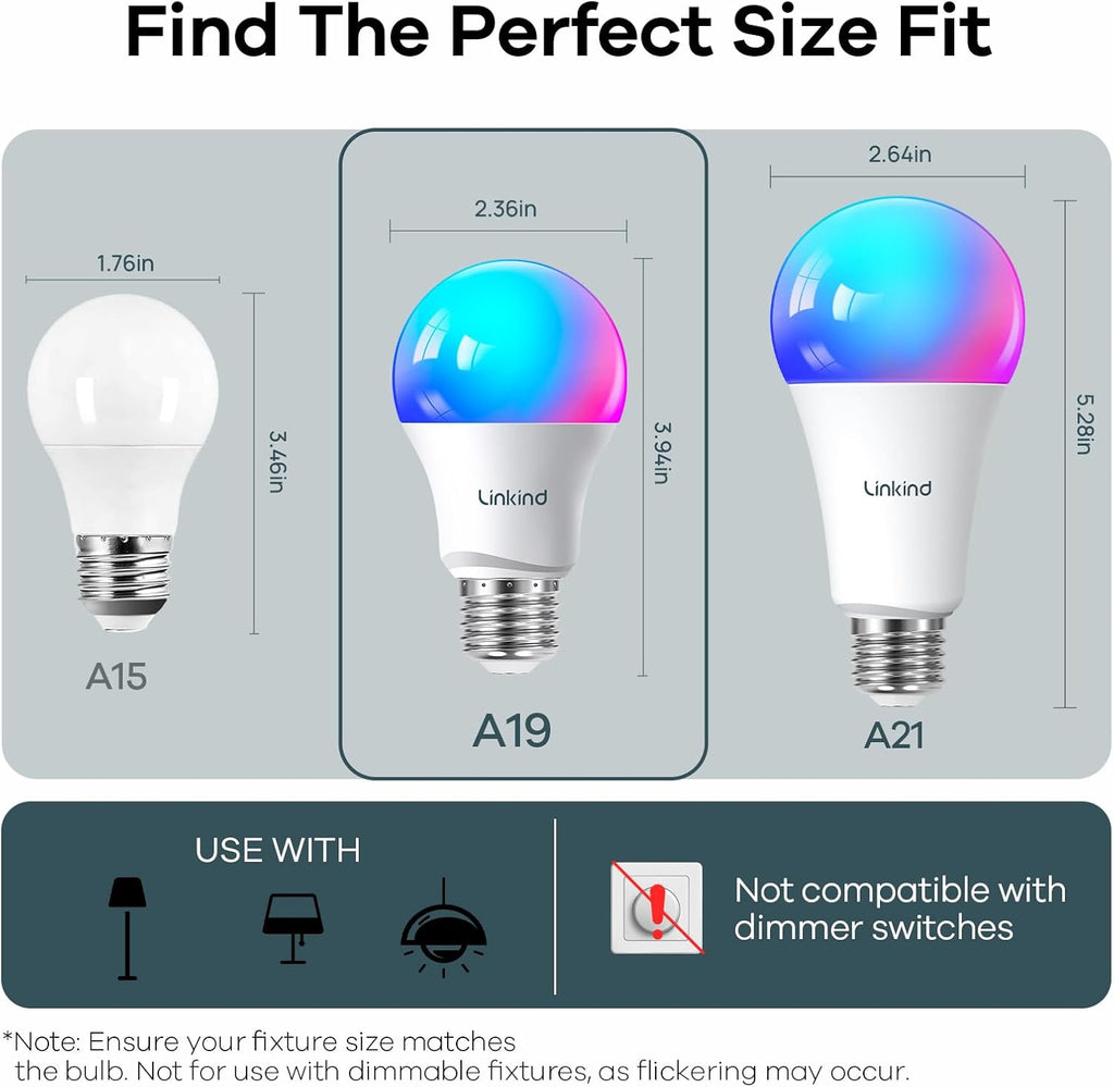 Smart Light Bulbs, Works with Alexa, Google Home, AiDot