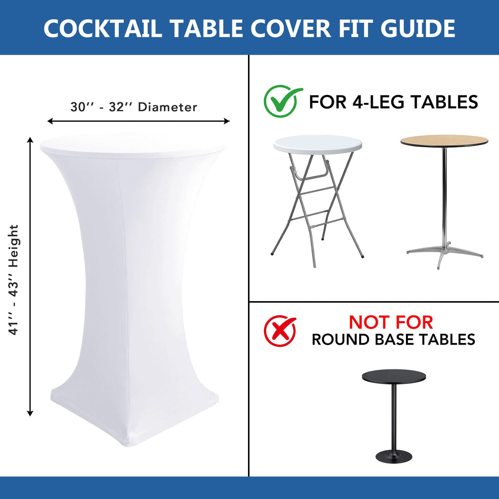 Cocktail Table Covers-White Spandex Round High Top Table Cloths Party
