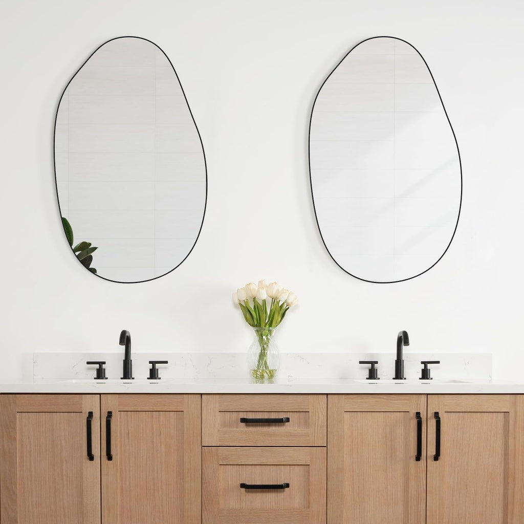 20.5"x33.5" Black Asymmetrical Mirror Irregular Wall Mirror