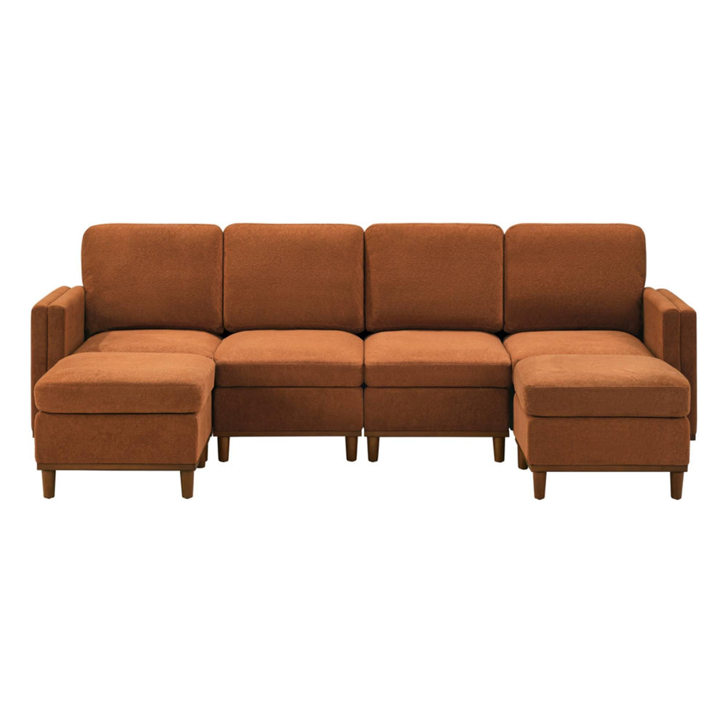 Modular Sectional Sofa with Storage Pockets, Soft Boucle Fabric, Solid Wood Frame, Customizable Configuration (U