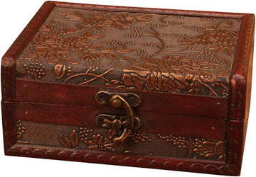 Wooden Treasure Box- Treasure Chest for Trinkets,Taro Cards,Presents and Home Decoration,Vintage Wooden Keepsake Case
