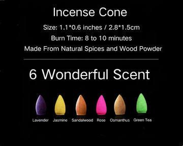 Handmade Incense Burner with 120 Cones, Waterfall Backflow Incense Holder, Fountain Decoration, Aromatherapy - Set of 5
