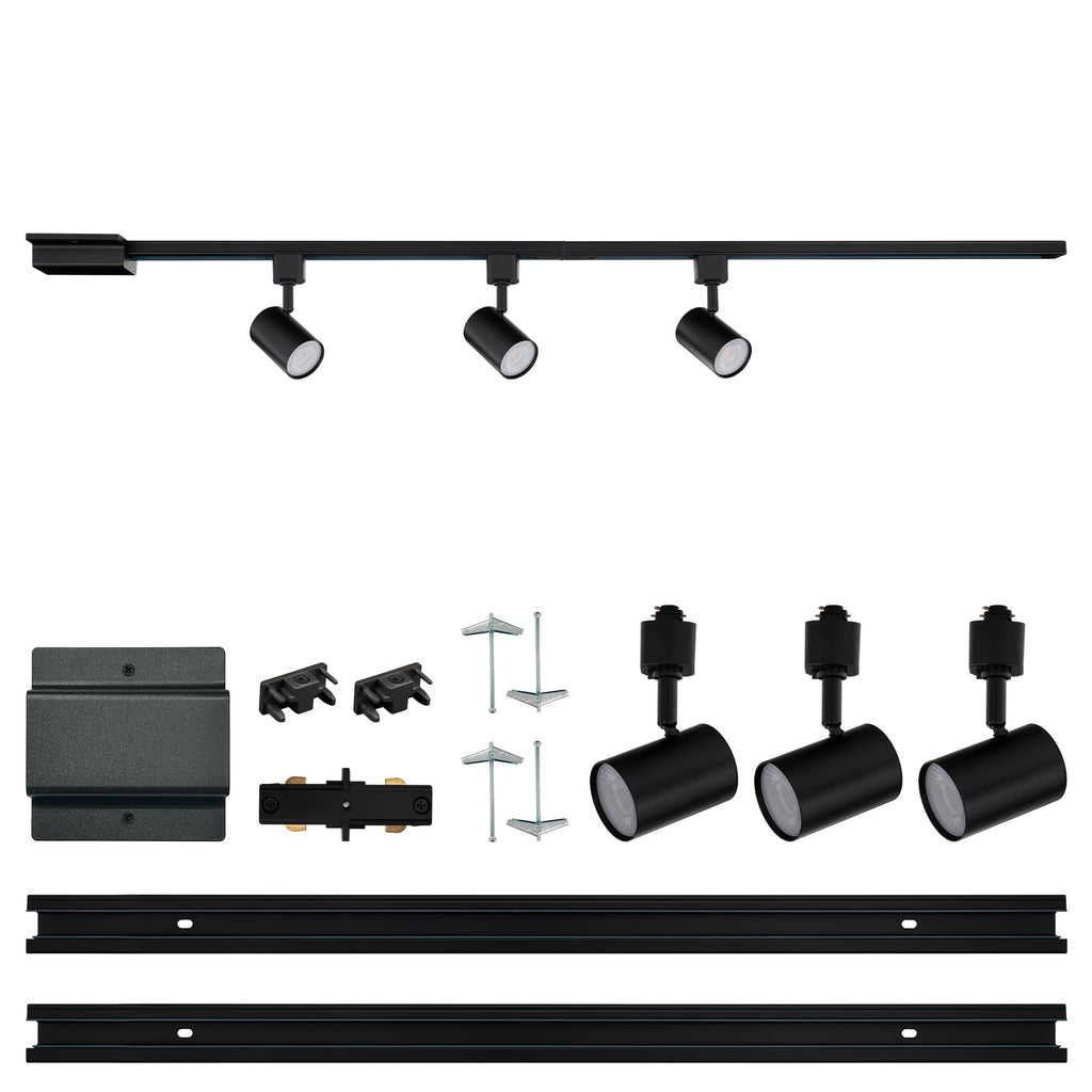 Amped Collection 3-Light 48in Field Cuttable LED Track Lighting Kit with 3 LED 5-CCT Selectable Track Heads, 4ft