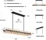 Modern Crystal Rectangular Chandelier for Dining Room,Black Dining Room Chandeliers Over Table, 54in Chandeliers,K9 Crystals Chandelier Kitchen Island,Includes 60XG4 Bulbs A117-B0DWK5LMZL