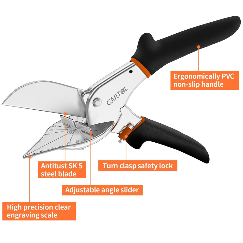 45-135° Adjustable Miter Shears, Quarter Round Cutter for PVC & Trim
