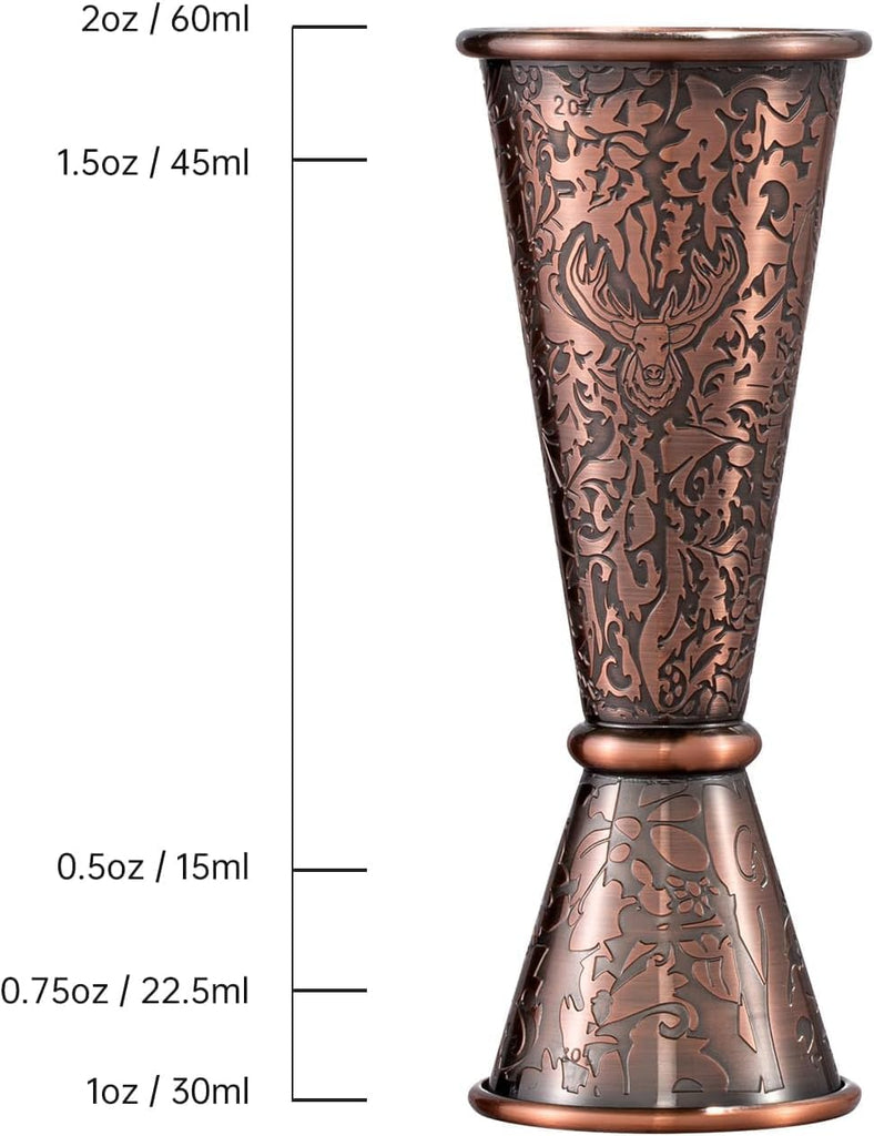 3D Etched 18-Piece Bartender Kit Stainless Steel Boston Cocktail Shaker Set Copper Plated Bartending Tools Suit - Set of 18
