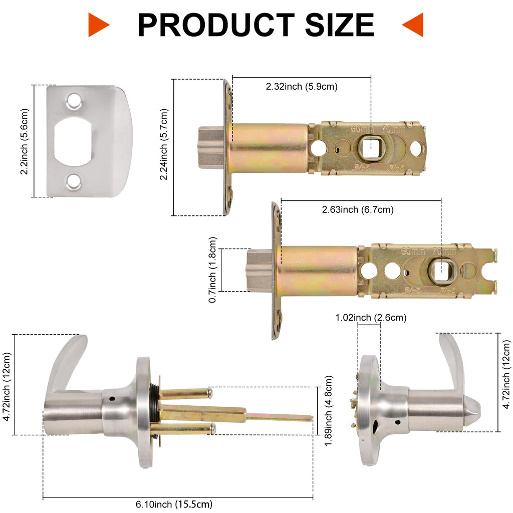High-Security Stainless Steel Door Lever with Lock and Key,Silver