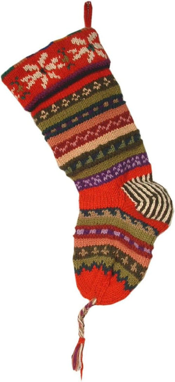 Old Fashioned, Keepsake Quality Handknit Wool Christmas Stockings (Stripes - Red)