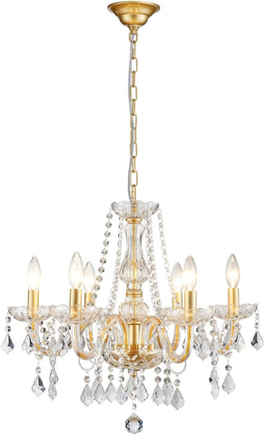 Crystal Chandelier Light Fixture, Modern K9 Crystal Chandeliers for Dining Room, 6-Lights Gold Ceiling Light, Adjustable Hanging Pendant Light Fixture for Living Room Entryway Kitchen Island Hallway A110-B0F3C2V84L