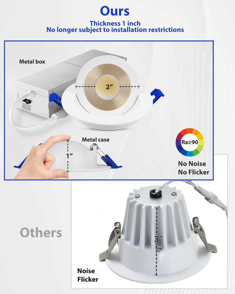 4 Pack 2 inch 5CCT LED Gimbal Recessed Light, 5W=50W, 550LM, 120V