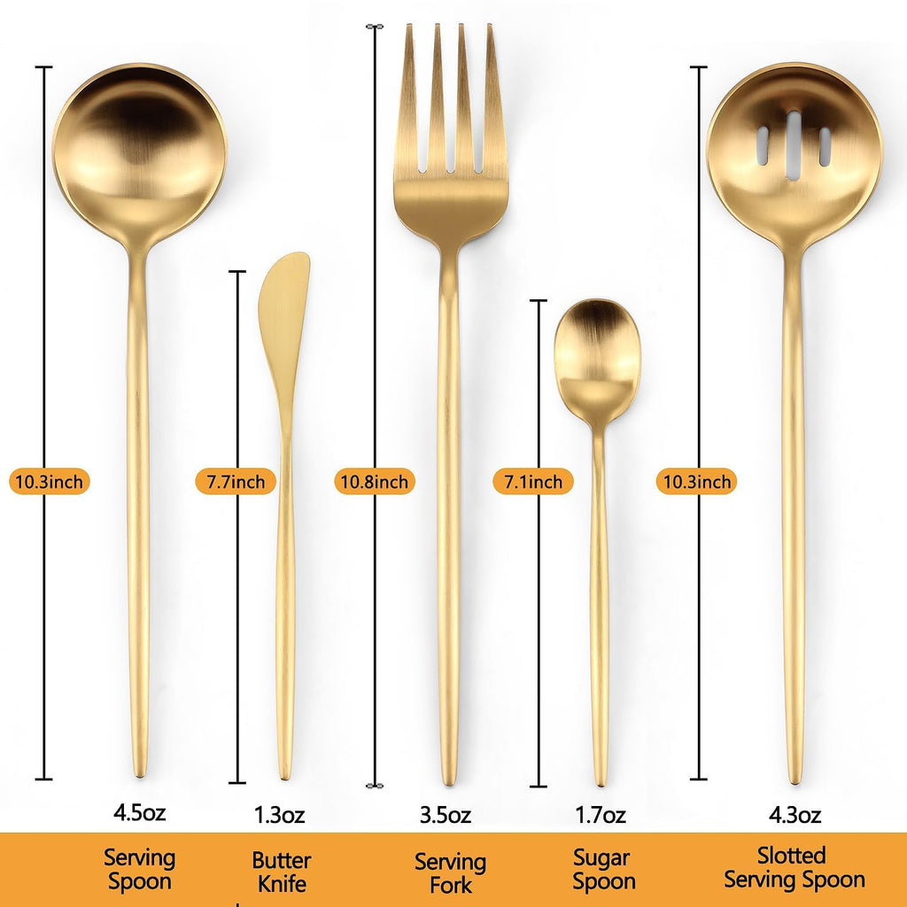 Gold Serving Utensils Set,5pc Stainless Steel Serving Spoons