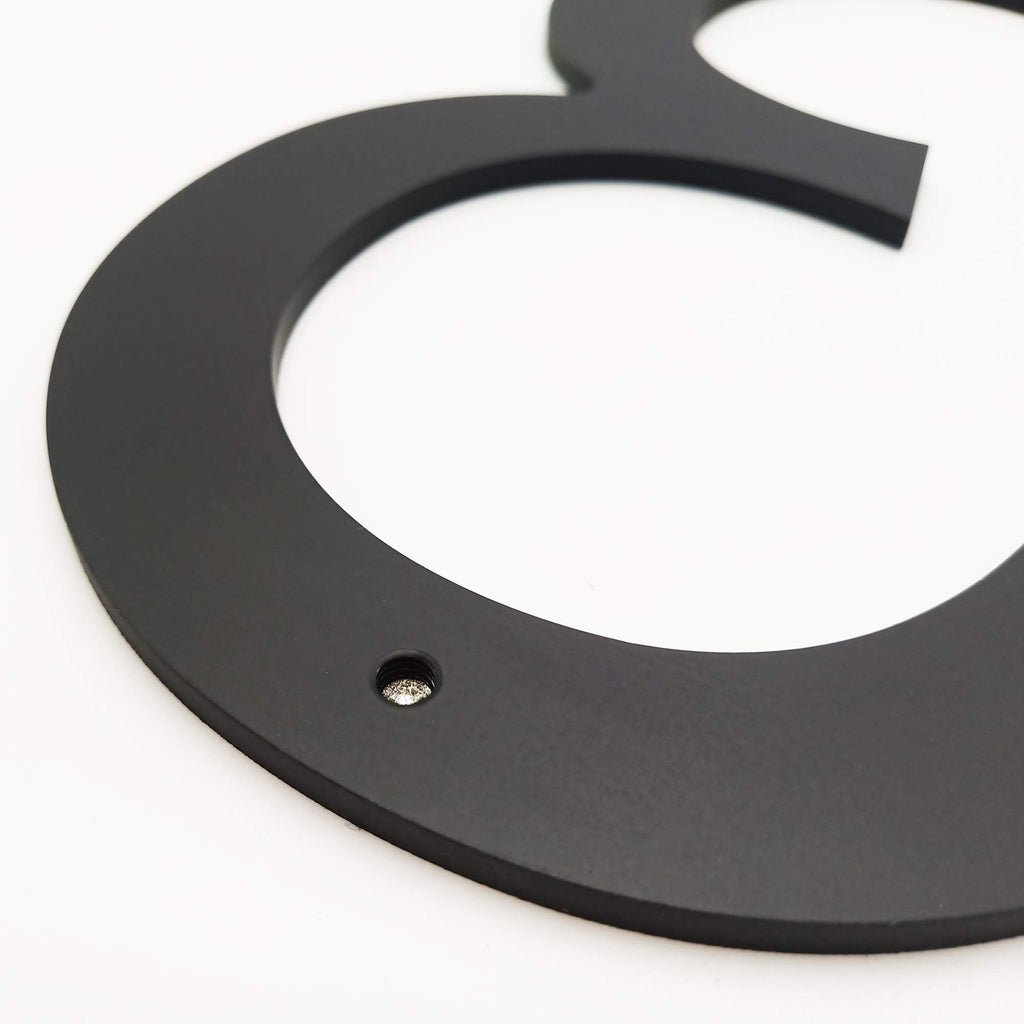 8 Inch High Modern House Numbers - Floating Stainless Steel Home Address Number, Easy to Install, Black