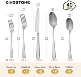 Silverware Set for 8, 40-Piece 18/10 Stainless Steel Flatware Set,Forged Cutlery Set Matte Satin Finish, Dishwasher Safe