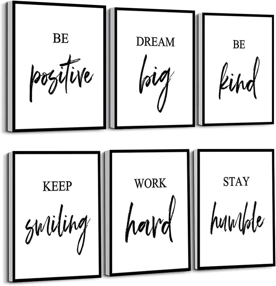Inspirational Wall Art, Framed Motivational Canvas Wall Art Positive Quote Bedroom Office, Stretched Ready to Hang