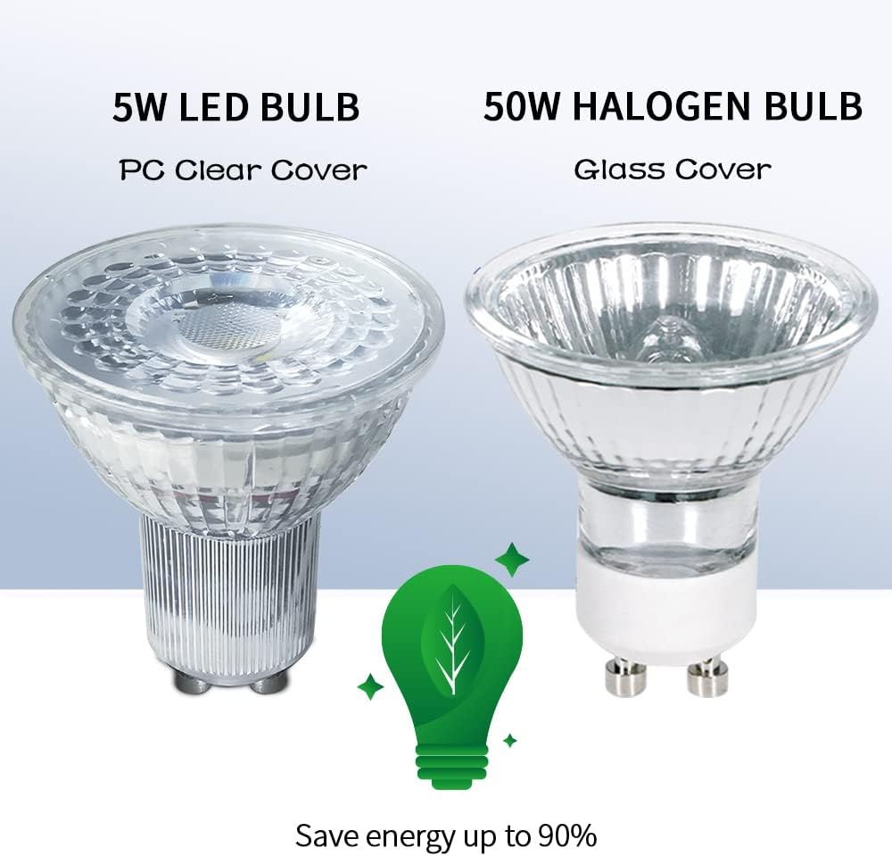 GU10 LED Light Bulb 5W Soft Warm White 3000K 400LM AC 85-265V NO Flicker Imitation Glass Cover 120 Degrees Wide Angle