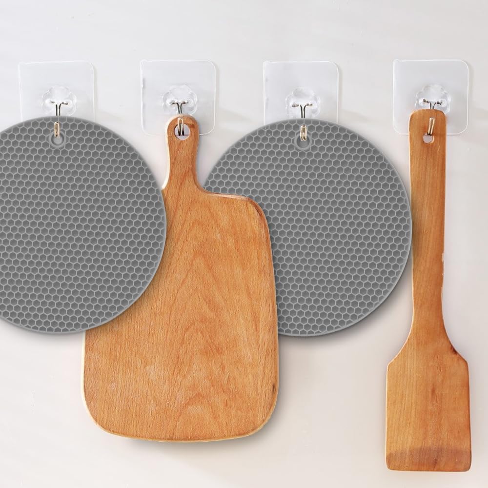 Silicone Square Trivets Mat, 6 Packs Multipurpose Non Slip Heat Resistant Pot Holder-Gray - Set of 6