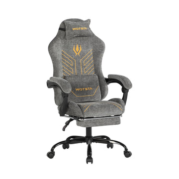 Gaming Chair Fabric with Footrest 300 LBS Grey