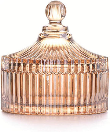 Luxury Colorful Tent Shaped Crystal Candy Jar with Lid,Clear Glass Apothecary Jar Wedding Candy Buffet Jar Food Jar