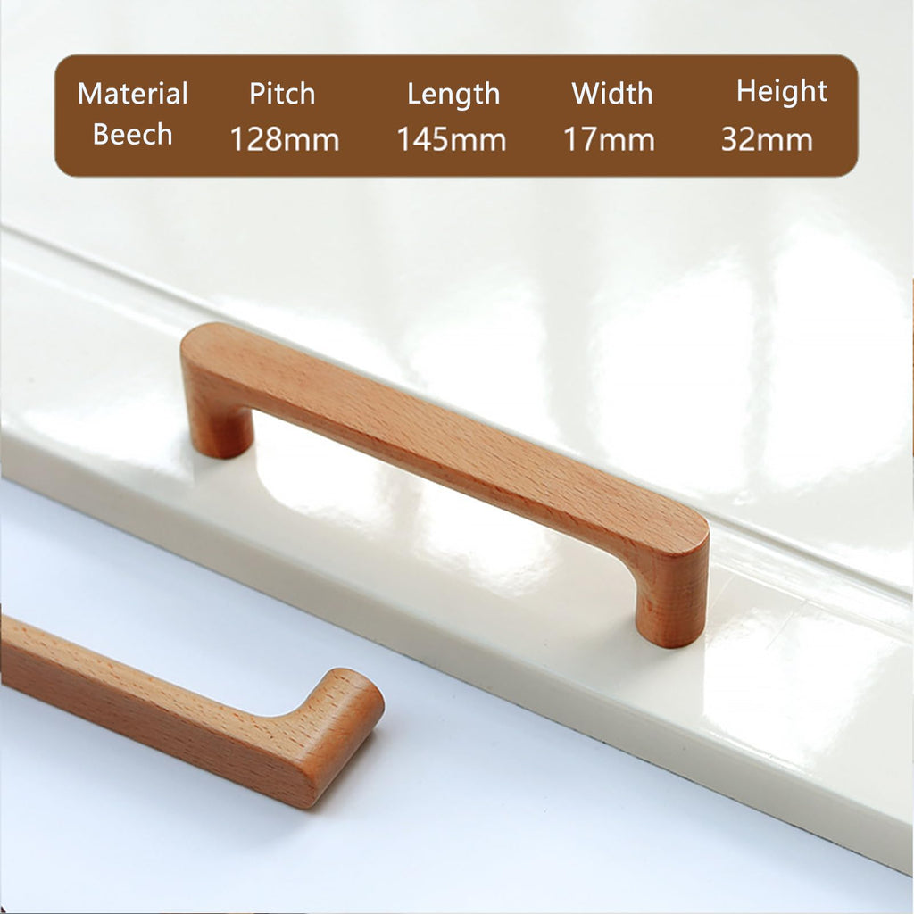 Cabinet Pulls Solid Wood Pulls Beech Original Wood Color Simple Modern Style for Cabinet Cupboard Door Drawer Dresser