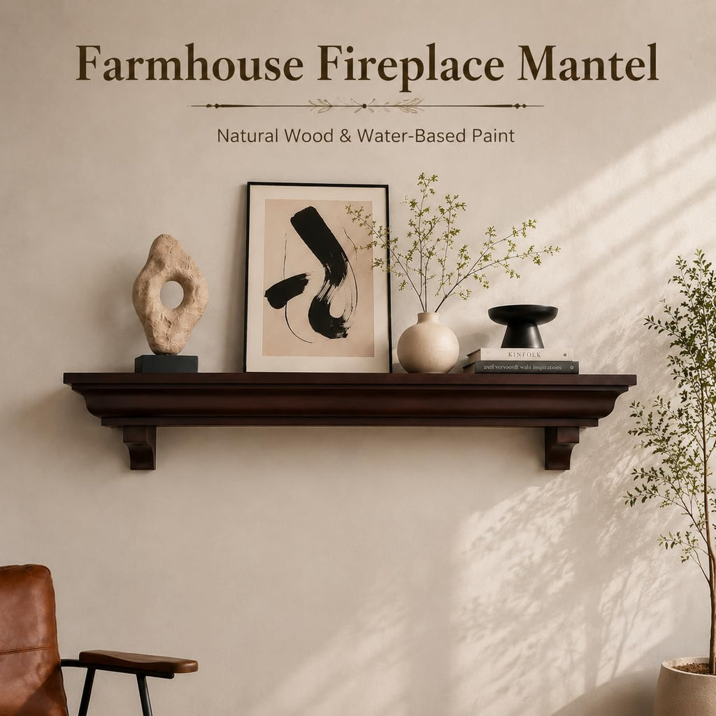 72 Inch Fireplace Mantel Shelf, Invisible Heavy Duty Bracket Floating Mantle for Over Fireplace, Wall Mounted