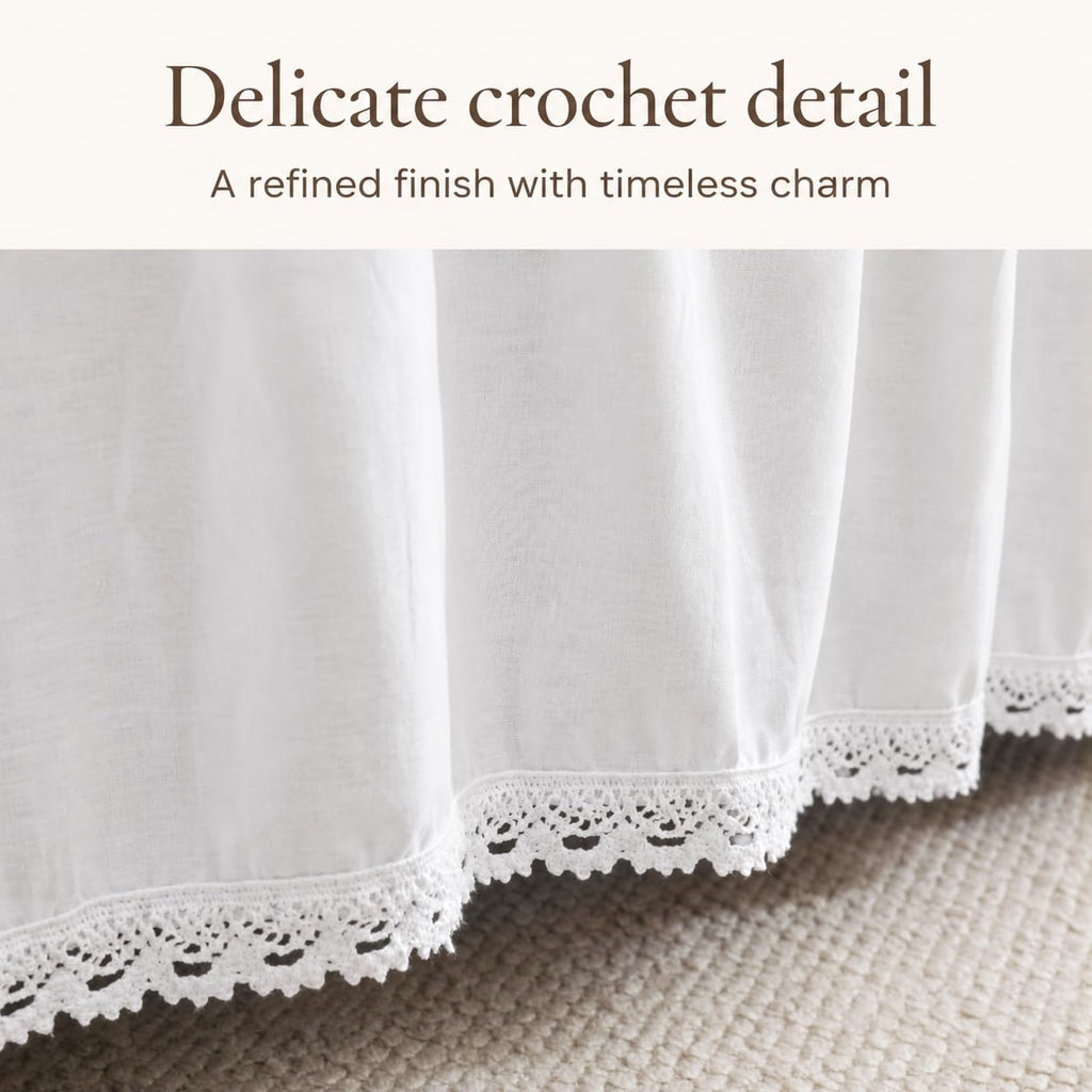 White Bed Skirt, 14-Inch Drop, 100% Cotton, Split Corners