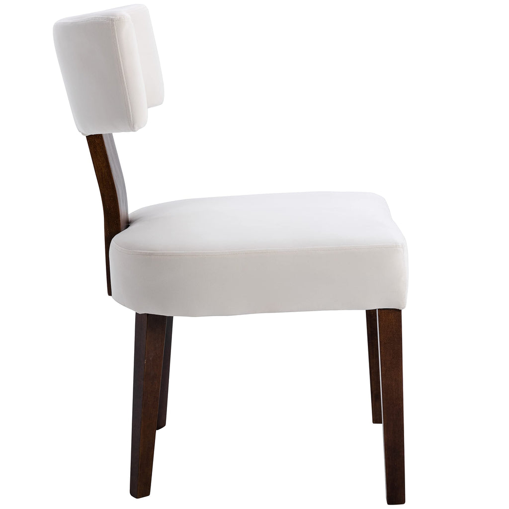 Modern Dining Chairs Set of 2, Comfy Upholstered Side Chairs with Wood Legs, Velvet Fabric Dining Chairs with Curved