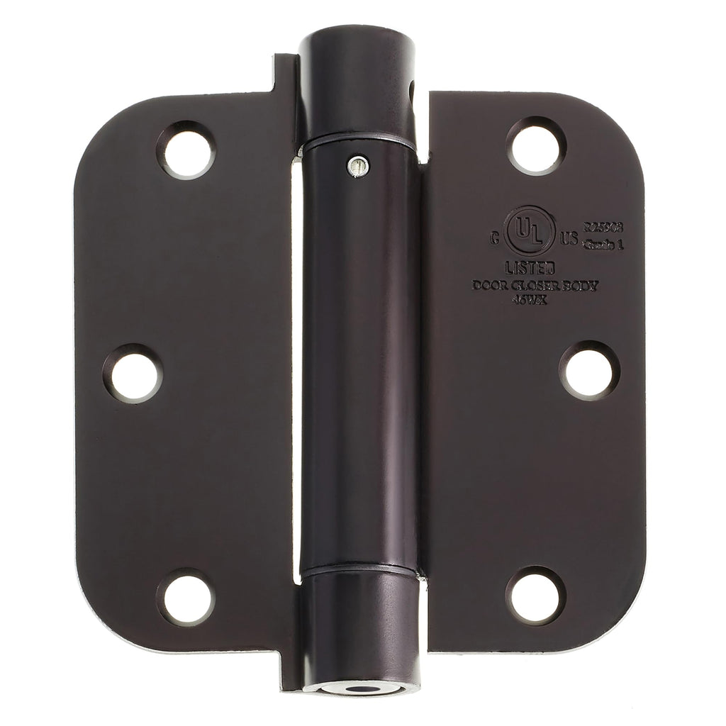 2 Pack) Heavy-Duty 3-1/2" Self-Closing Spring Door Hinge with 5/8" Radius Corners, UL Listed - Oil Rubbed Bronze