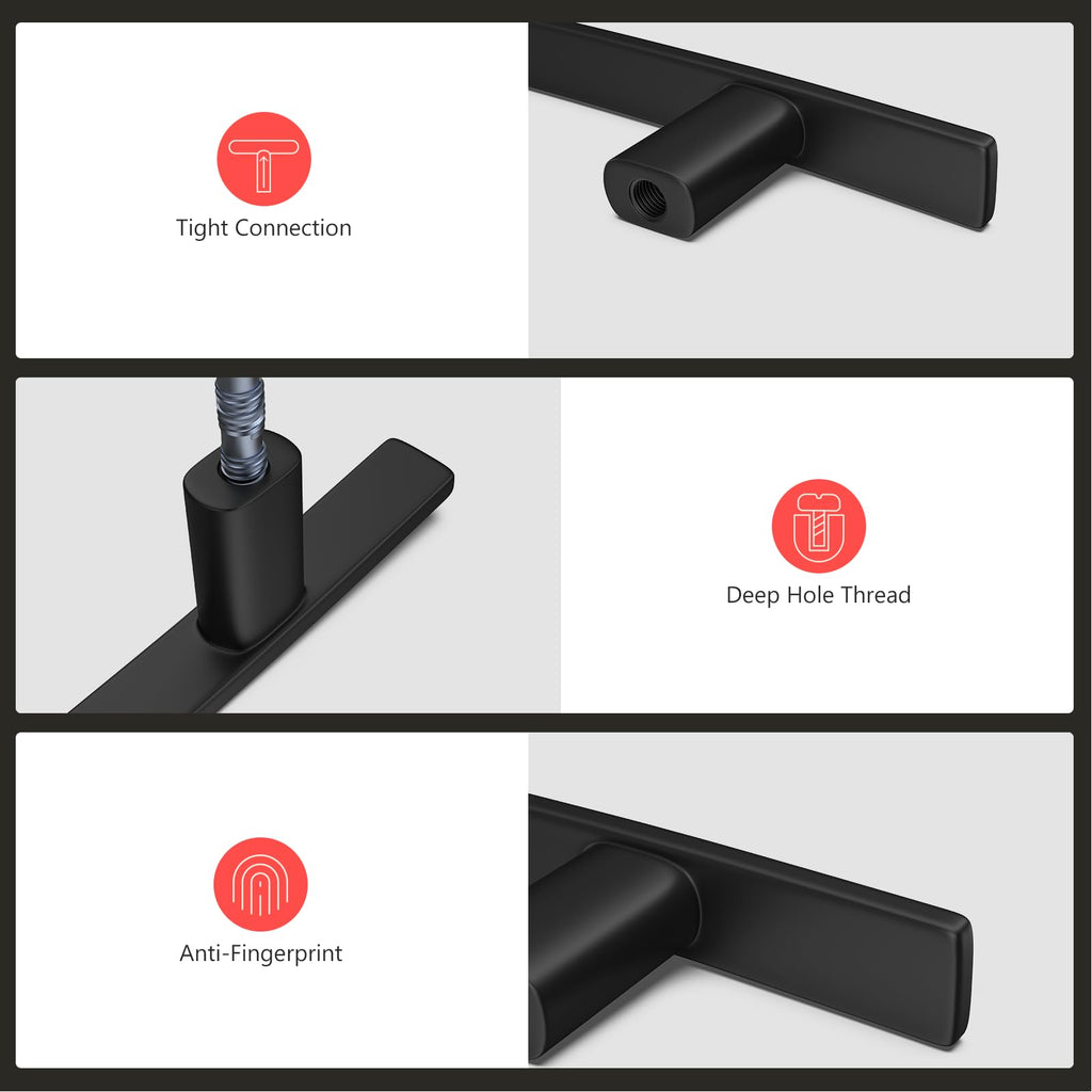 20 Pack Matte Black Cabinet Pulls, Solid Zinc Alloy, 3-3/4 Inch CC
