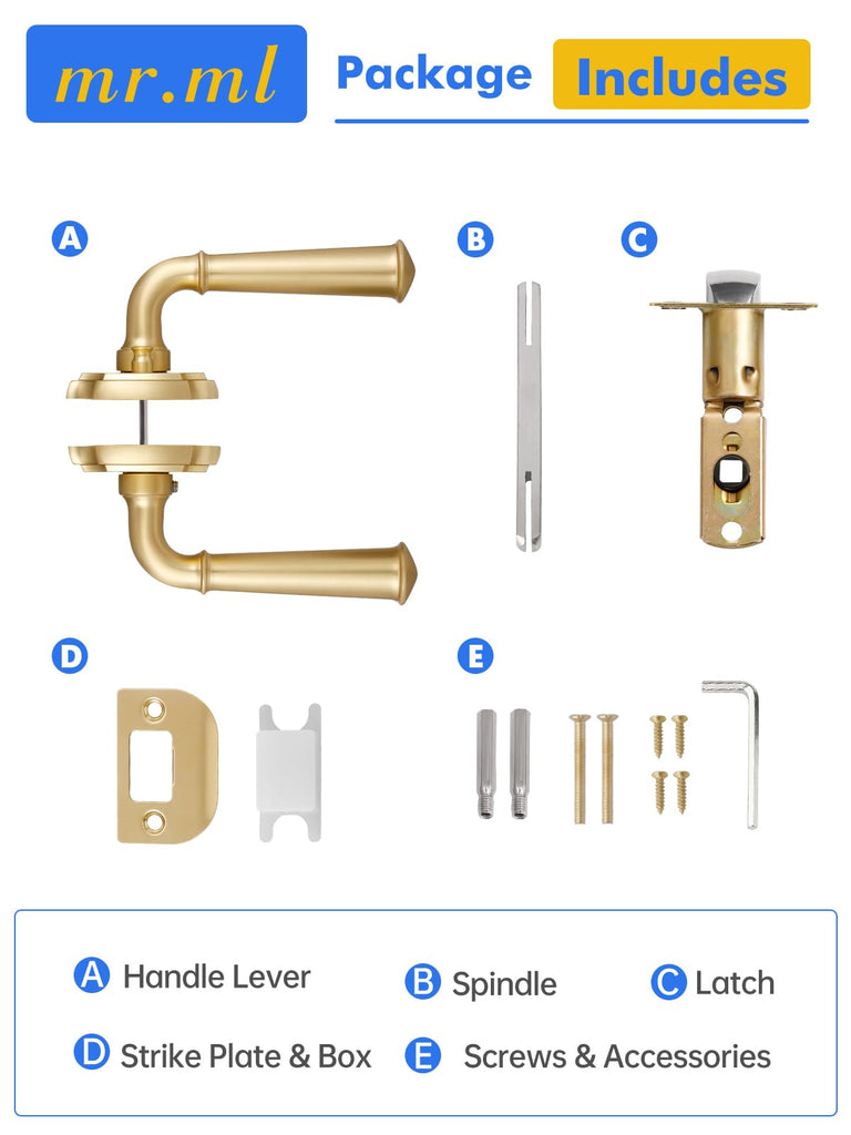 Door Handle Brushed Gold Privacy Door Lever, 1 Pack