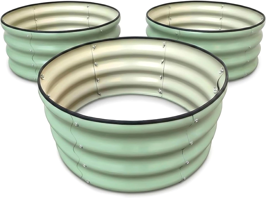 Raised Garden Bed, Metal Planter Box, Oval Shape, Outdoor Planting Flower Herb Vegetable Box (3 PCS of 2x2x1 ft