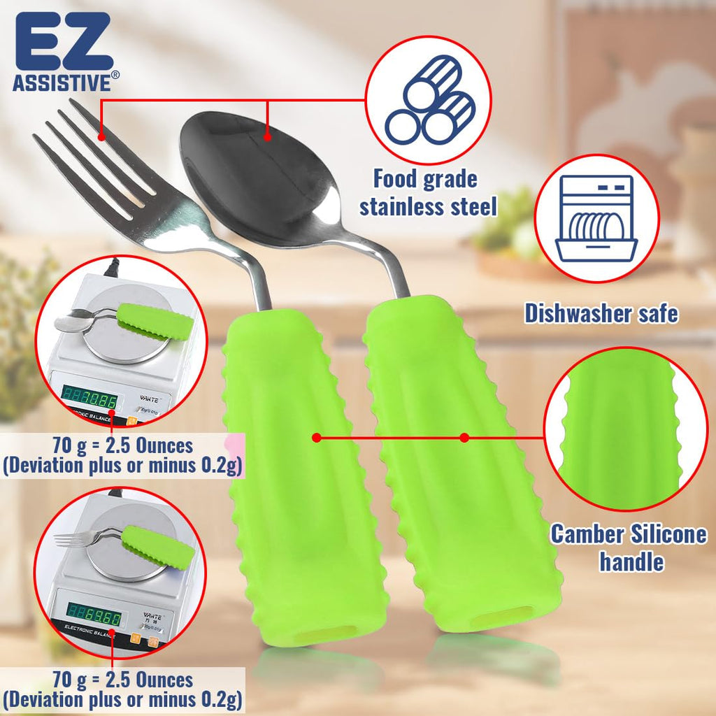 Adaptive Weighted Utensils Set - Spoon and Fork for Hand Tremors, Parkinson's, Elderly, and Arthritis - Adaptive