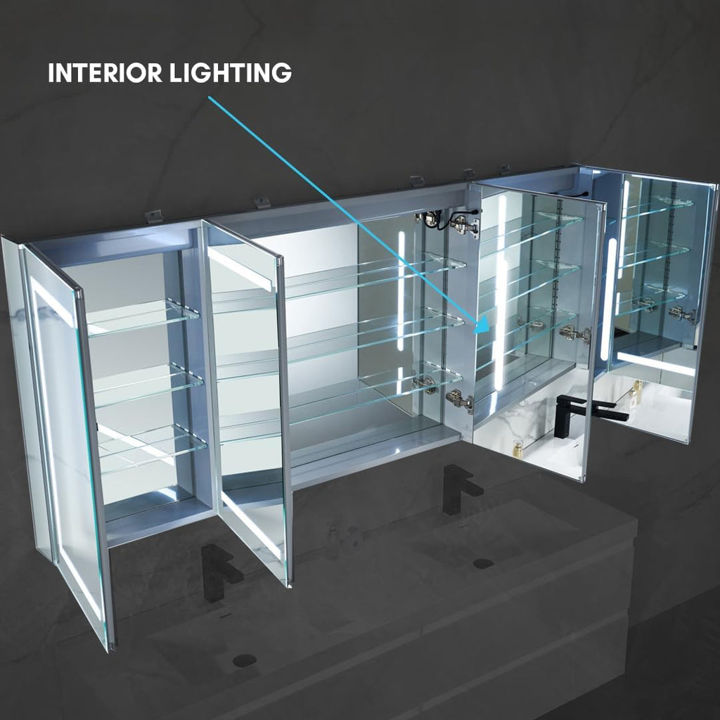 LED Lighted Bathroom Medicine Cabinet Mirror, Defogger, 72x32 | Bathroom Storage Cabinet, Medicine Cabinets