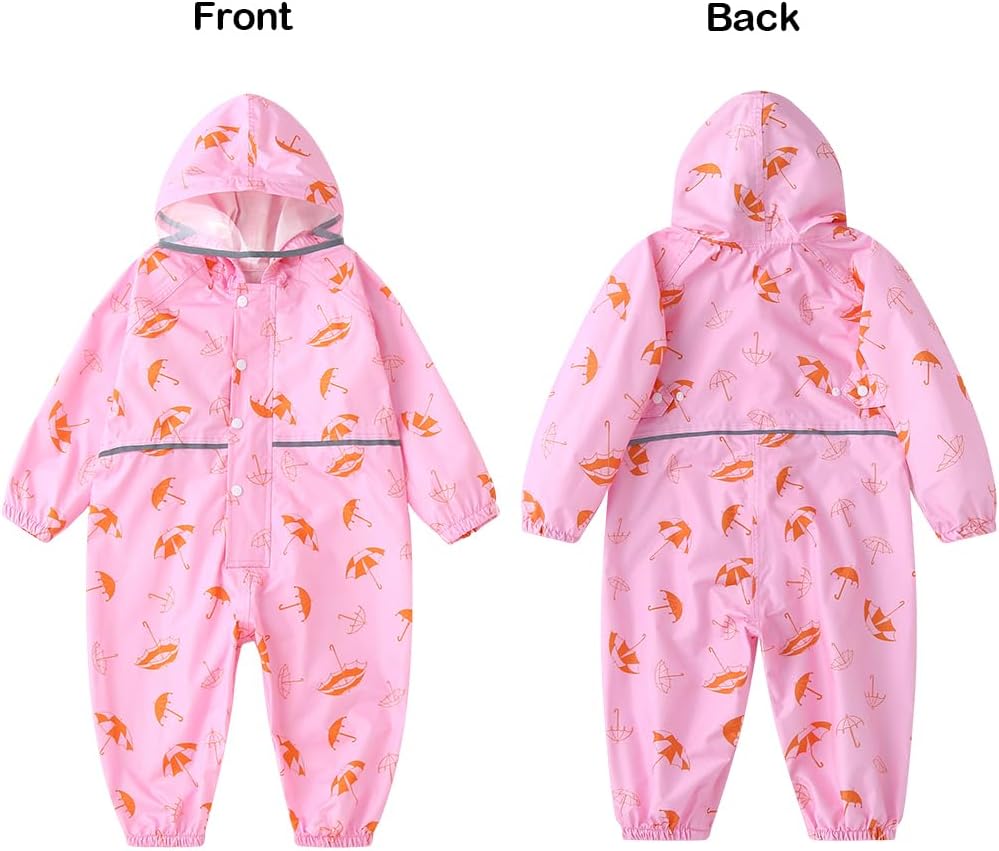 Kids Rain Suit Toddler Muddy Buddy Coverall One Piece Raincoat for Boys Girls