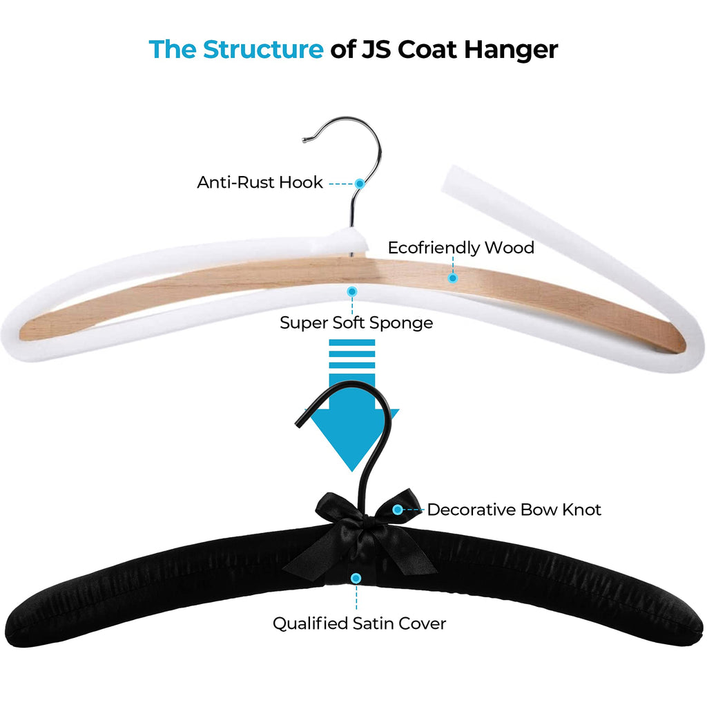Padded Hanger for Sweaters - 17 Inch Extra Large Heavy Duty Satin Covered Coat Hangers No Shoulder Bump for Women