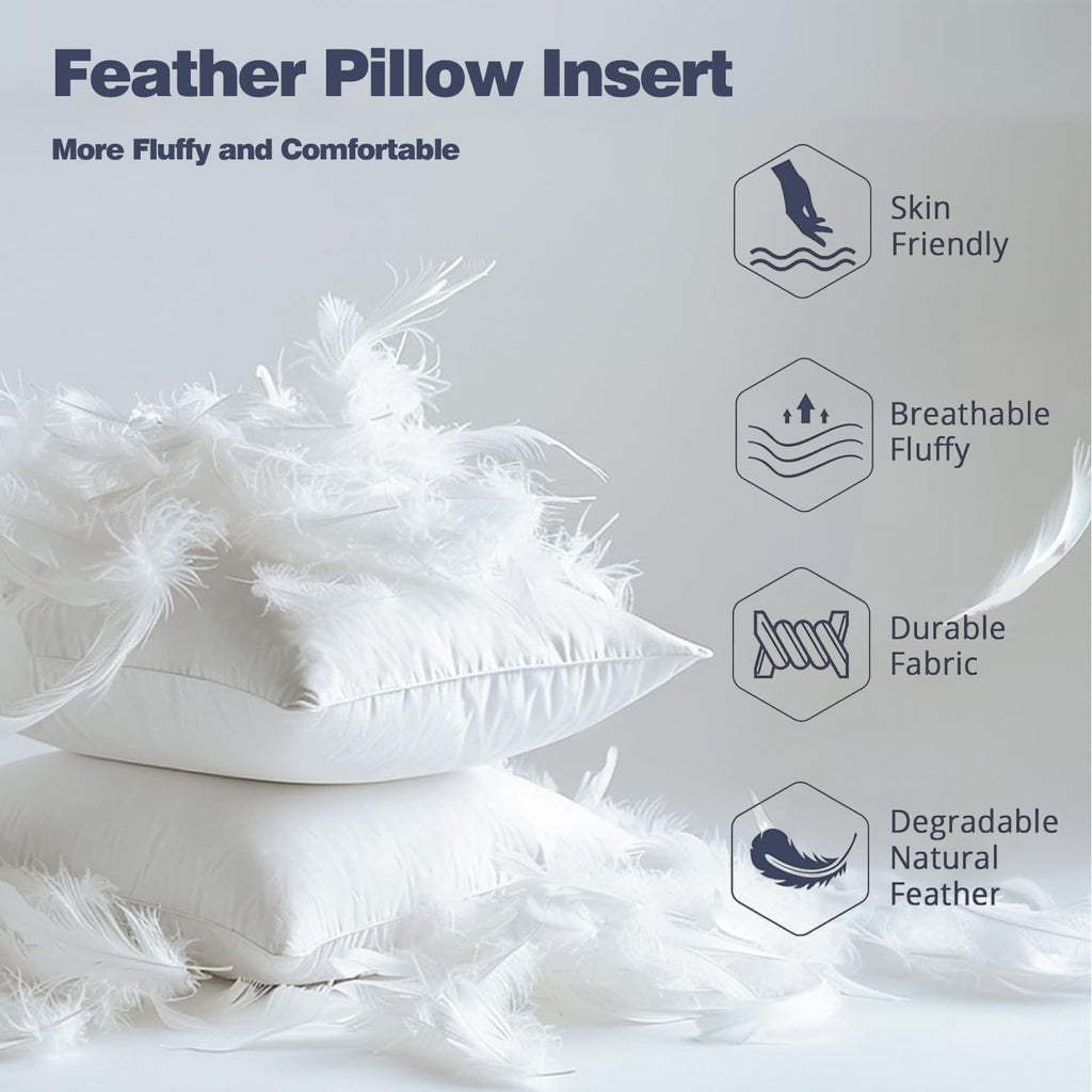 Down Feather Pillow Inserts Bedding Throw Pillow Inserts - Set of 2