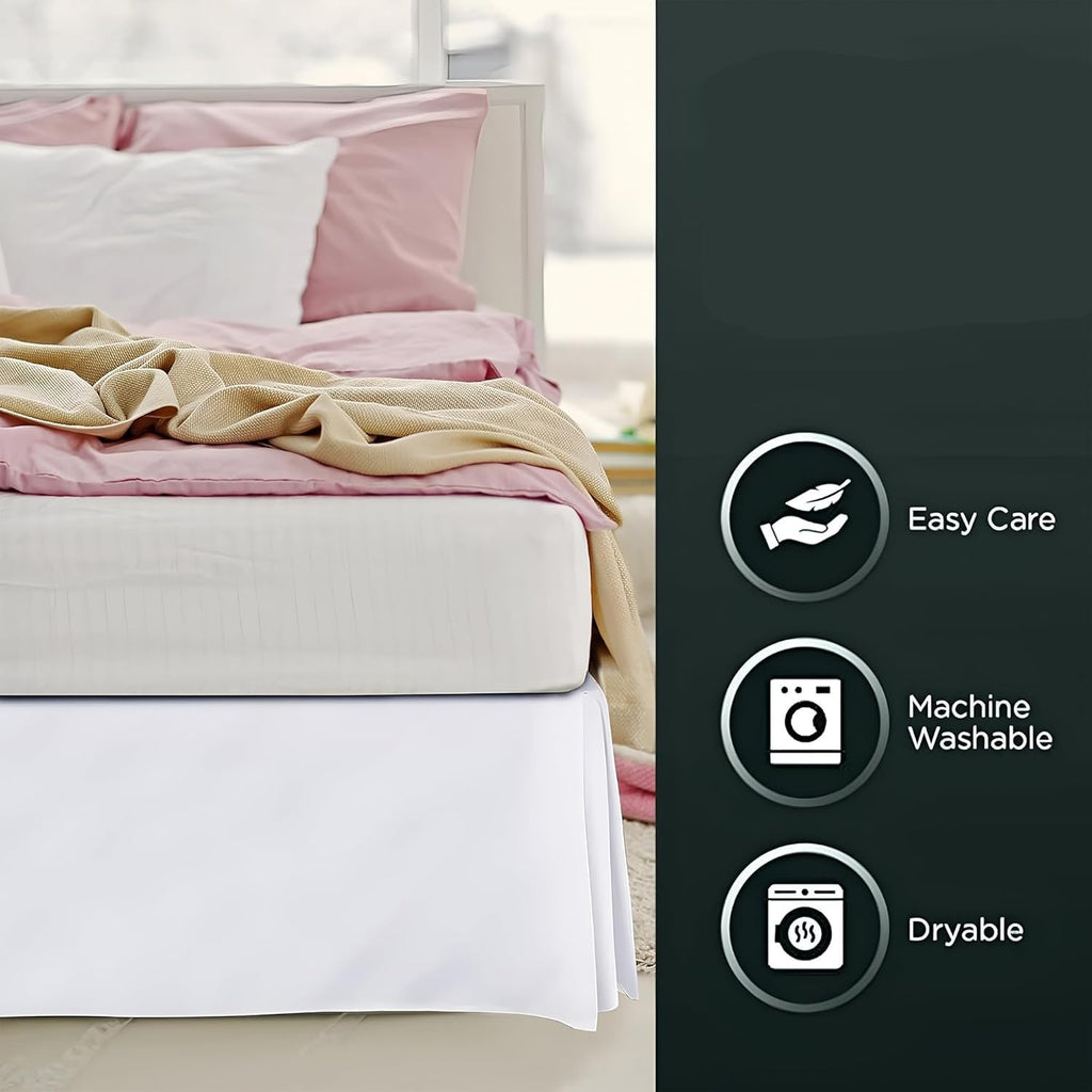 XL Bed Skirt Size 23 Inch Drop, Split Corner Box Pleated Dust Ruffle Easy Fit, 800 Thread Count Luxury Bed Skirts